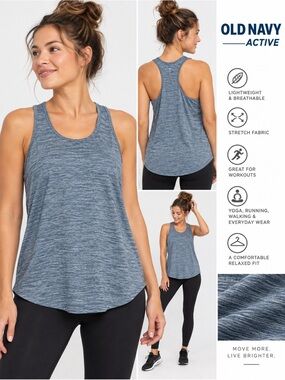 Old Navy Active Heathered Blue Racerback Tank Top – L/G